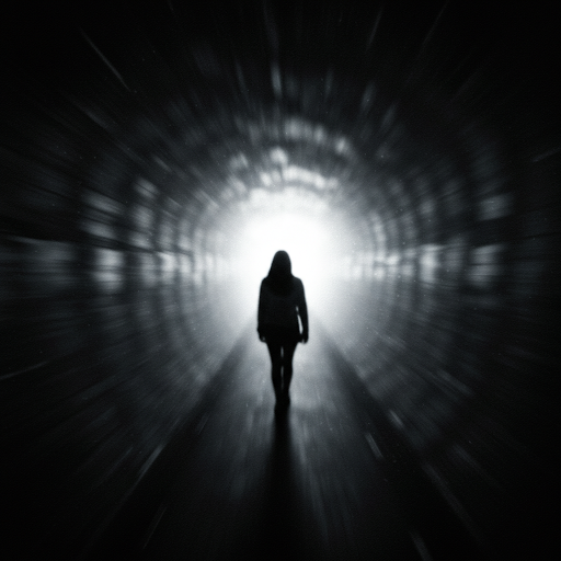 Frau im Tunnel mit Licht am Ende