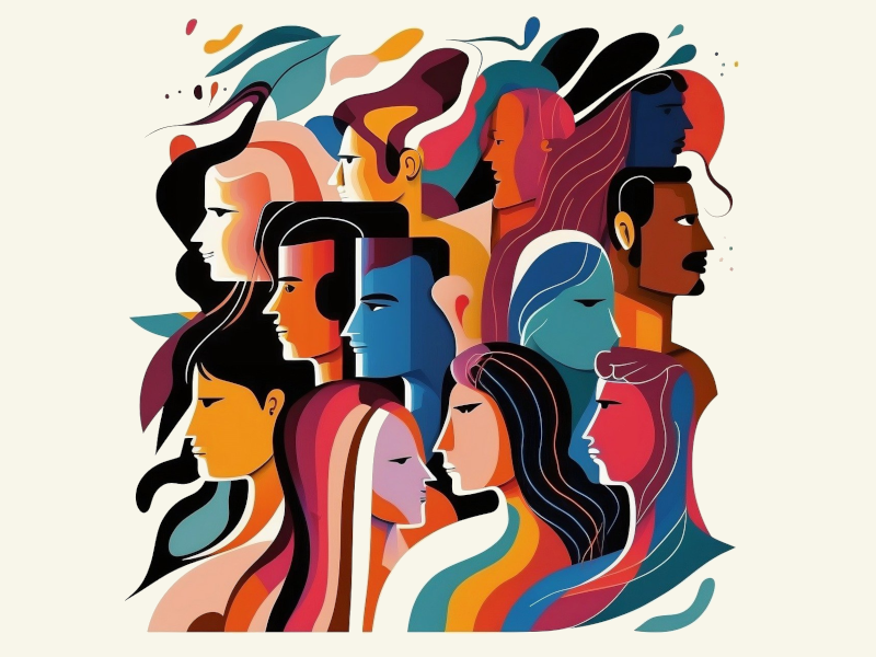 Gemälde mit Gruppe von Menschen